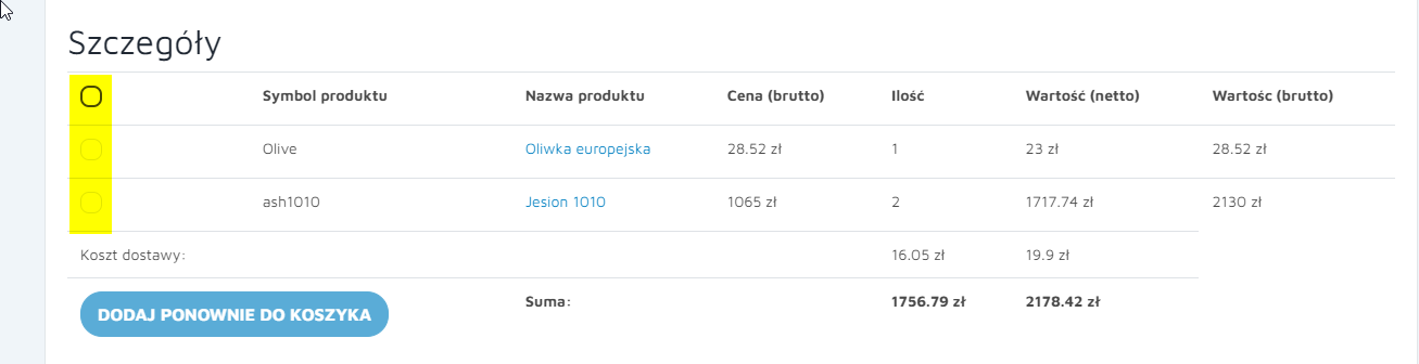 ponawianie zamówienia na platformie ecommerce